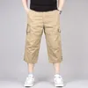 Men's Pants Long Length Cargo Shorts Men Summer Casual Cotton Multi Pockets Breeches Trousers Military Camouflage Plus Size 7XL