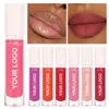 6 ml private label lipgloss aangepaste bulk witte dop ronde buisglans met langdurige kleur matte spiegel lip glazuur vocht make-up