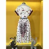 Couturier Casual Dress Summer Dress Fashion 100% хлопчатобумажная рубашка платье A-Line Свежая сладкая белая полуоткрытая воротничка бабочка с короткими рукавами B20