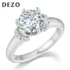 Anneaux de bande Dezo Total 2,5ctw Womens Anniversary Engagement Ring Solid 925 Silver Round Cut Vvs D Color Gra Certificat J240429