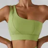 Bras One Shoulder Sports Underwear Dames Gym High Active Training Training Fitness Running Push-Up Tops verzamelen Shockproof Sexy BHE Y240426