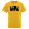 Fashion Animal Letter Print Men T-shirts Street Funny Mangas curtas soltas camiseta de tamanho grande