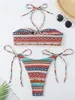 Traje de baño para mujeres 2024 Halter String Ring Link 2 Pieces Triangle Bikini Tuit Bather Bather Bathing Swim Traje de natación