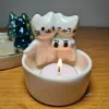 Defina o porta -castiça de desenhos animados de cartoon, adorável, porta -castiça de cartoon para o banheiro de cozinha resina de candlestick de gatinho para o Natal