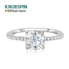 Band Rings Knobspin D VVS1 Soft Mat Moissanite Ring Suitable for Womens Laboratory Diamond Wedding Jewelry With GRA S925 Silver Plated 18k Platinum Ring J240429