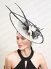 Chapeaux à bord large chapeaux chapeaux sinamay grands fascinateurs pour femmes mariage élégant fêtard chapeau chapeau femme derby kentucky pilule cœup hair Clip pour la millisterie y240426