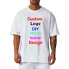 Customized DIY Design Oversized Half Sleeve T-shirt Mens Cotton Dropped Shoulder Loose Fitness T Shirt Summer Gym Clothing 240428