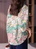 القمصان البلوزات النسائية Zanzea 2024 Spring Fashion Blouse Label Neck Holiday Ploral Printed Elegant Shirt 3/4 SLVE Casual Women Women Blusas Tops Tunic Y240426