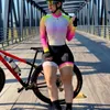 Rxkecf go pro équipe triathlon set en jersey de cyclisme féminin costume une pièce à manches courtes macaquinho ciclismo féminino gel pad 240416