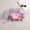 Skirts Summer Girls Tutu Skirt 1-4Y ldren Rainbow Princess Mini Skirts Toddler Girl Cute Skirts H240429