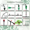 キット25/50m自動庭園灌漑水散水システム野菜花滴りキット調整可能ノズル1/4 '' PVCホースカップリングアダプター