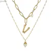 Colliers de pendentif Real Natural Eater Baroque Perle Perle Collier Womens Gold 26 A-Z Capital Nom Collier Initialwx