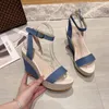 Casual Shoes 2024 Summer Luxury Sandals Comfort For Women Espadrilles Platform Buckle Strap Large Size Clogs Wedge Open Toe Fashion