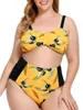 Damen Badebekleidung 2024 Großer Plus -Größe Print Bikini Zweitbeuchter Taille Badeanzug Frauen Frauen Badeanzug Strandbekleidung Schwimmen