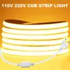 COB LED Strip Light 220V 110V 288LEDS/M 360LEDS/M flexibelt utomhuslysband för kök trädgårdsbelysning