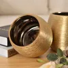 Planters Pots Gold Plated Ceramic Flower Pot Round Vase Meat Brush F Q240429