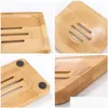 Soap Dishes Styles Natural Bamboo Bay Slewer Rangement Rack Rack Plaque Box Conteneur de salle de bain Portable Douppe Drop Drop Livraison Home Garden DHIMX