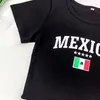 Camas femininas T-shirt Sexy Black Grunge Mulheres Mulheres México Menina de Futebol Tops Verão Vintage Sports Casual Sports Short Y2K Streetwear