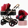 Kinderwagen# High Landscape Baby Kinderwagen 3-in-1 mit Autositzen und Handcart Luxus Set Neugeborene Q240429