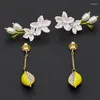 Boucles d'oreilles étalon design original Lily Lemon 925 aiguille argentée Glaze émail artisanat Féminine cadeau amovible