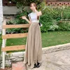 Skirts 2024 Summer Thin Pleated Skirt Women Korean Fashion Half Body Apricot Womens Clothing High Waisted Long
