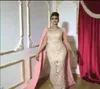 Sheath Sheer Evening Dresses 2016 Pink Nude Major Beaded Embroidery with Pink Sleeve Cape Sash and Sexy Back Split Middle East Eve4091023