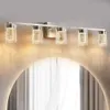 Apparecchiatura da bagno moderna a 5 luci a 5 luci lampadina di vanità nichel spazzolata con cristallo, led dimmebili, luci da bagno bianche/neutre/calde - perfetto per bagno, camera da letto e soggiorno