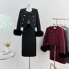 Robes de travail mode Français vintage tweed en deux pièces sets femmes tenues de haute qualité chic à la veste à franges à franges longs de jupe longues