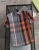 Brand male designer classic plaid men's business casual T-shirt women's fashion trend quick drying plaid striped T-shirt shirt