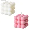 Bougies 2 pièces Boubble rose blanc - Cube Couge de soja Bougies Home Decor Gandle Scente Candle Utilisation et cadeaux (blanc + rose) D240429