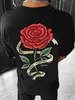 T-shirts voor heren rode rozen gewikkeld in linten afdrukkende kleding mannen katoen ademende tsized casual losse korte H240429