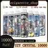 Europe Warehouse Original Uzy Crystal Pro Max 10000 Puff 10000 engångscigaretter 1,2hm Mesh Coil 16 ml POD Battery laddningsbar puff 10k RBG Light Vaper 10k