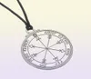 Pentacle de talisman argenté antique de la lune Salomon Sceau pendentif collier amulet7803442