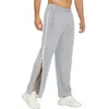 Calça masculina homens calças de moletom de banda elástica de banda esportiva de calças esportivas de coloração com zíper lateral de perna larga rasgue o basquete de basquete