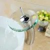 セットキノコの長いネックガラスバスルーム滝faucet.transparent vessel Water Faucet.Bathroom Basin Sinkミキサータップ