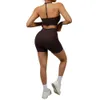 Trainingspakken voor dames naadloze fitness set dames shorts crop top sport bra dames 2-delige hardloop oefening gym kleding y240426