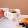 Kupalar Handdrawn Çiçek Kahve Kupası Çocuk Çocuk Balık Yaratıcı Retro Seramik Kupası Ins Rüzgar Milktea Cup Çift Doğum Günü Hediyesi J240428