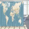 Sätt världskarta duschgardin geografi global land kapital städer ocean berg badrum polyester badgardiner med krokar