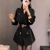 New summer trench coat women designer suit dress French classic slim top coat solid color office buttons