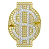 Mens ijs de diamantring met dollarteken in gele en witte 10kt 14kt gouden zuiverheid beschikbaar VVS-VS ronde diamanten