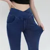 Pantalon actif jeans sexy soisou pour femmes leggings yoga denim cloche-boulonniers élastiques respirants hauts hauts 4 poches femmes