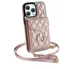 Suitable for Apple 15 Promax card insertion phone case, new iPhone 14 crossbody small fragrant wind hanging rope protective leather case