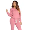 Women's Two Piece Pants 2023 Spring/Summer Womens Sports Shirt Set Solid Color Casual Zipper Hoodie Daily Fitness Jogging 2-piece Set New Womens Pants SetL240429