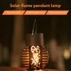 Dekorationer LED Solar Light Garden Light Hanging Chandelier Lamp Hollow Garden Decoration Flame Lamp Outdoor Solar Light Ornament