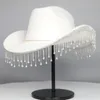 Berets Luxury Designer Winter Wool Fedora с страном Fringe Fashion Dance Hat Perfermance Party Cowboy Panama Hats
