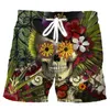 Pantaloncini da uomo divertente fiore di cranio con stampa 3d in spiaggia maschi di moda da nuoto casual streetwear pantaloni corti per le vacanze surf tronchi