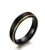 Simple Mens Band Rings Basic Tungsten Steel Black Goldcolor Stepped Edges Finish Center Fashion Male Wedding Engagement Jewelry A49667380