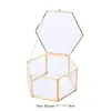 Schmucktaschen Sechseck Clear Glass Box Ehering Geometrischer Schmuck Organizer Showcase Container Uhren