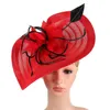 Brede rand hoeden emmer hoeden zwarte theekransje veer fascinators bruiloft kerk kopstuk Kentucky derby hoed fascinator pilbox hoed hoofdband voor cocktail y240426