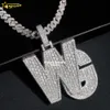 Estilo de hip-hop de ponta de ponta personalizado 925 Nome de prata esterlina Letra inicial inicial Icepto totalmente gelado joias de pendente de diamante Moissanite